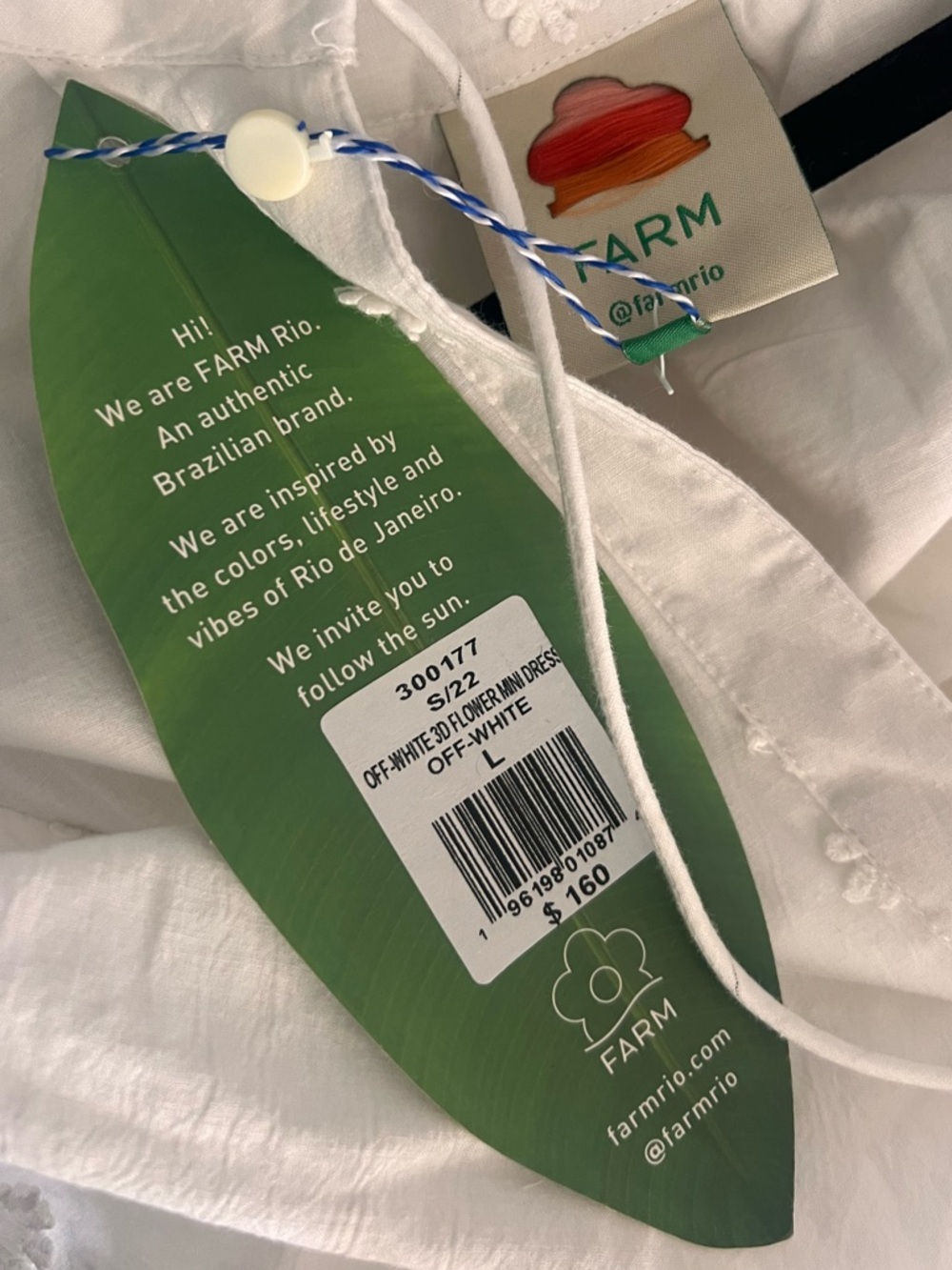 $160 NWT FARM RIO off white 3D flower mini dress large L - Picture 4 of 7